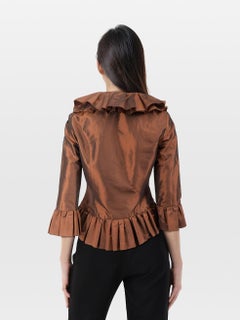 John Johns Brown, giacca con volant taglia XS