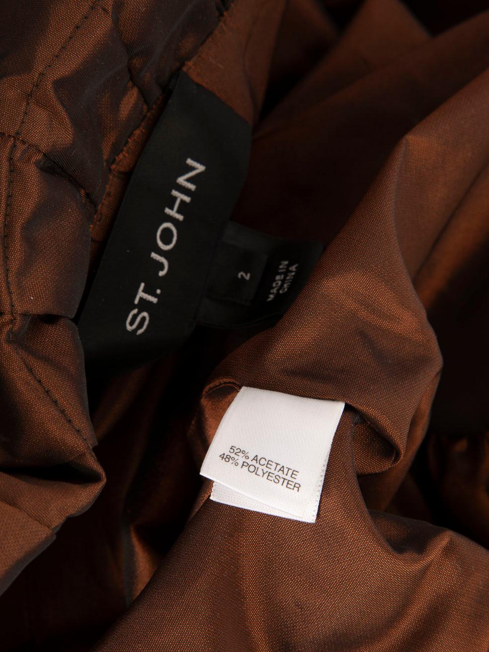 St. John Brown Ruffle Trim Jacket Size XS In Good Condition For Sale In London, GB