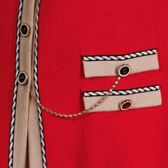 St. John by Marie Gray Vintage Military Red Knit Cardigan Sweater Jacket