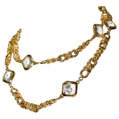 St. John Chicklet Gold-Tone Chain Link Necklace circa 1980s