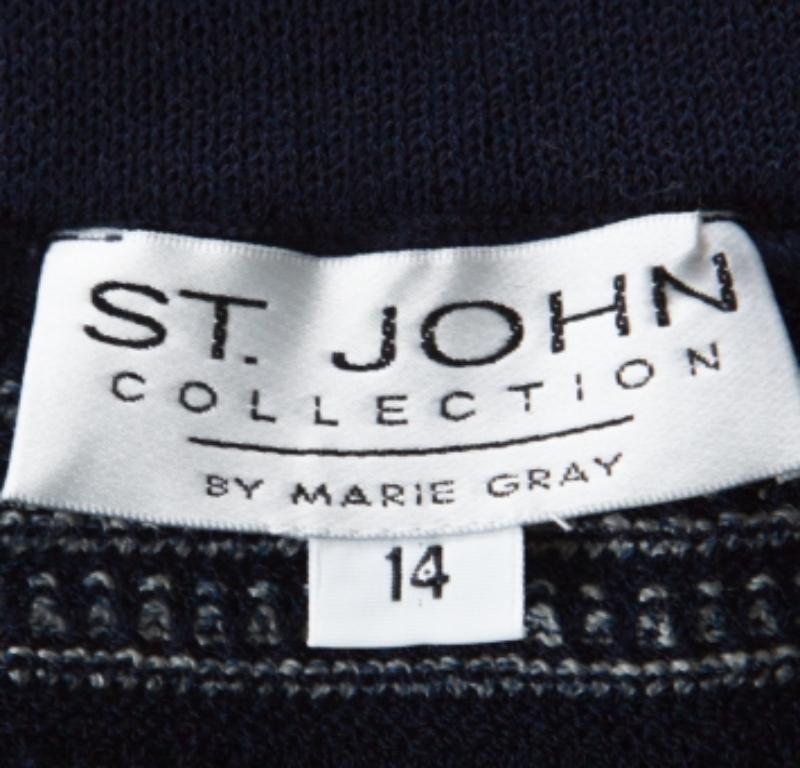 St. John Collection by Marie Gray Marineblau gestreifter Strickrock XL im Zustand „Gut“ im Angebot in Dubai, Al Qouz 2