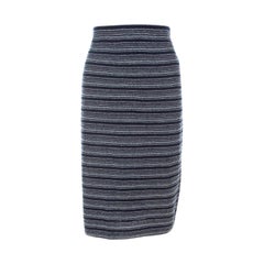 St. John Collection by Marie Gray Navy Blue Striped Knit Skirt XL