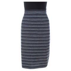 St. John Collection by Marie Gray Navy Blue Striped Knit Skirt XL