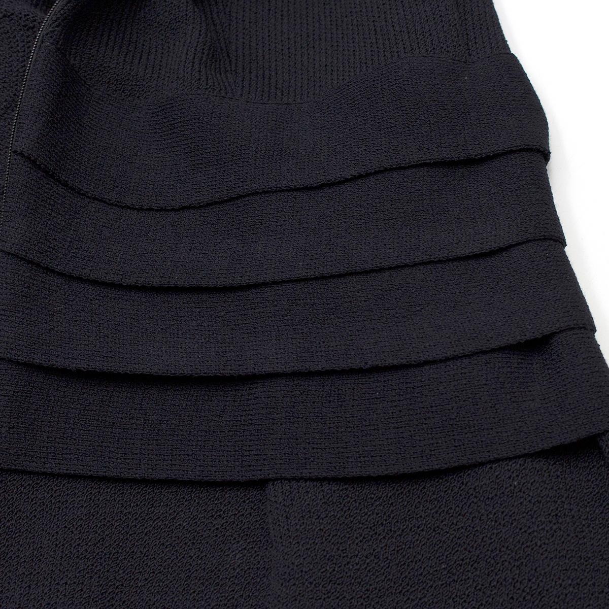 St John Collection Pleated-Waist Dark-Navy Wool Dress US 8 In Good Condition In London, GB