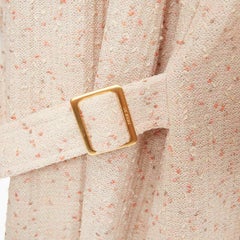 ST JOHN COUTURE flecked boucle knit ruffle trim open front duster coat US14 3XL