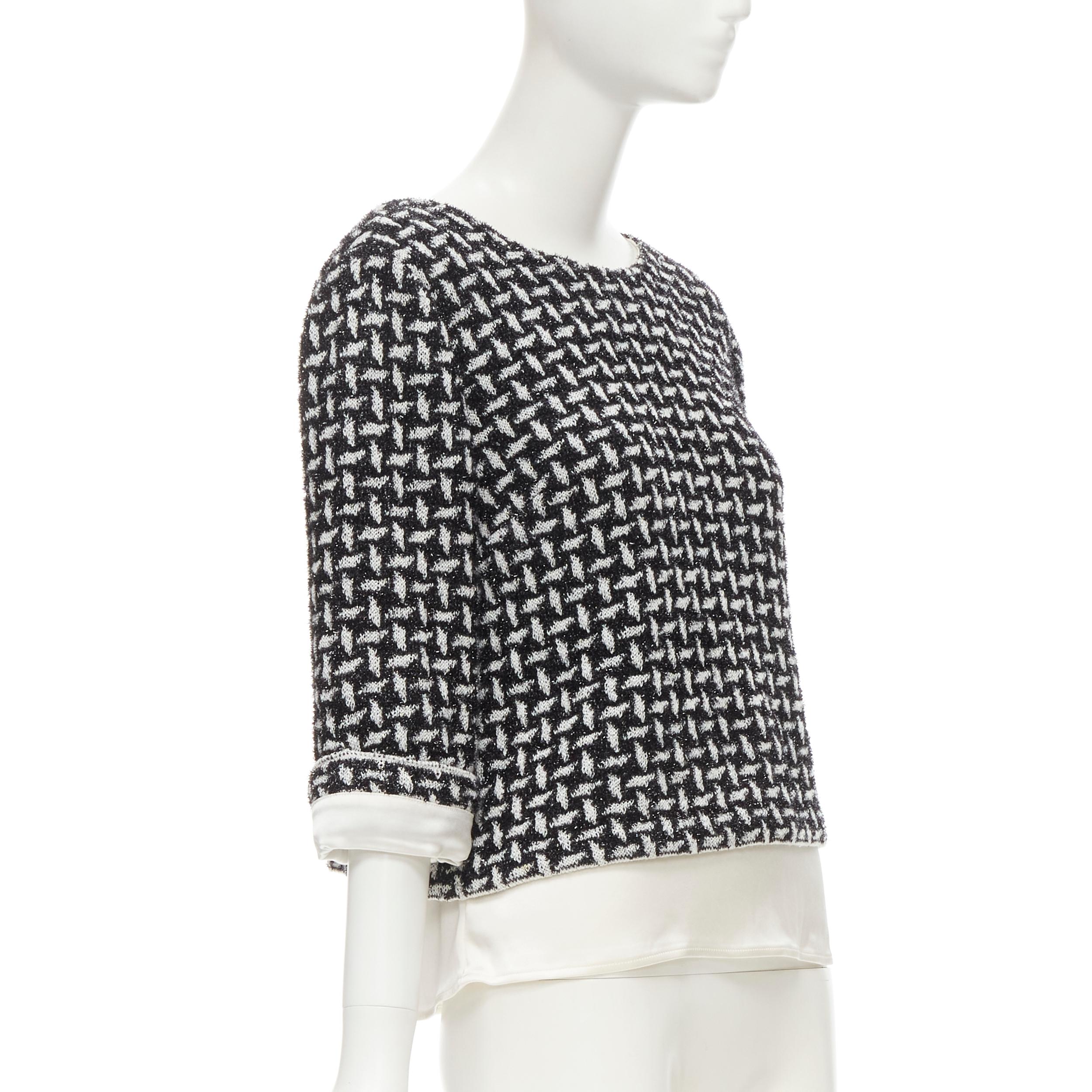 Gray ST JOHN COUTURE metallic black white lattice crystal buttons layered top US6 M For Sale
