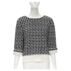 St. Johns COUTURE top metallizzato nero bianco con bottoni di cristallo a strati US6 M