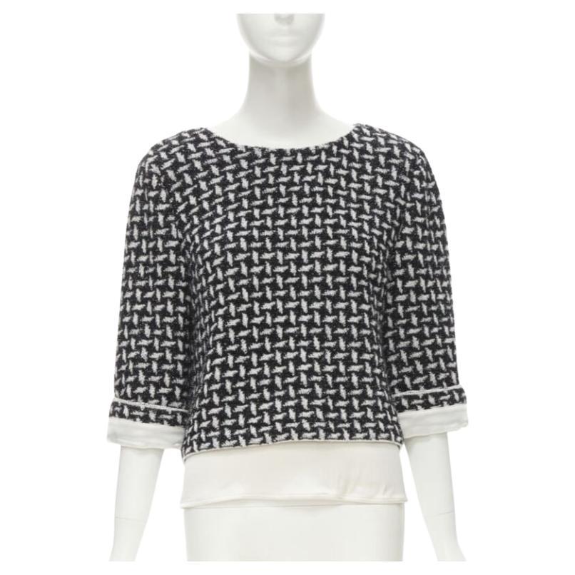 St. Johns COUTURE top metallizzato nero bianco con bottoni di cristallo a strati US6 M