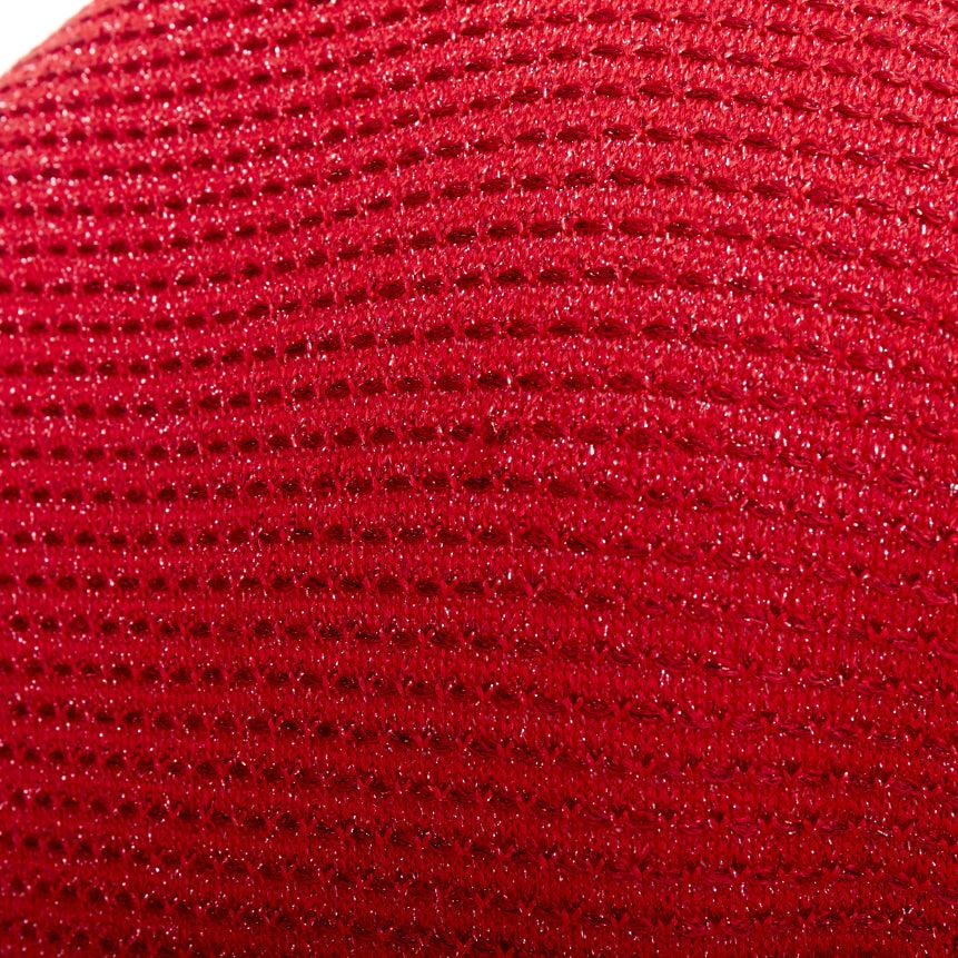ST JOHN COUTURE blazer peplum de punto de tweed rojo metalizado con botones de cristal US6 M en venta 3