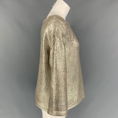 ST. JOHN COUTURE Size M Silver Knitted Wool Scoop Neck Sweater