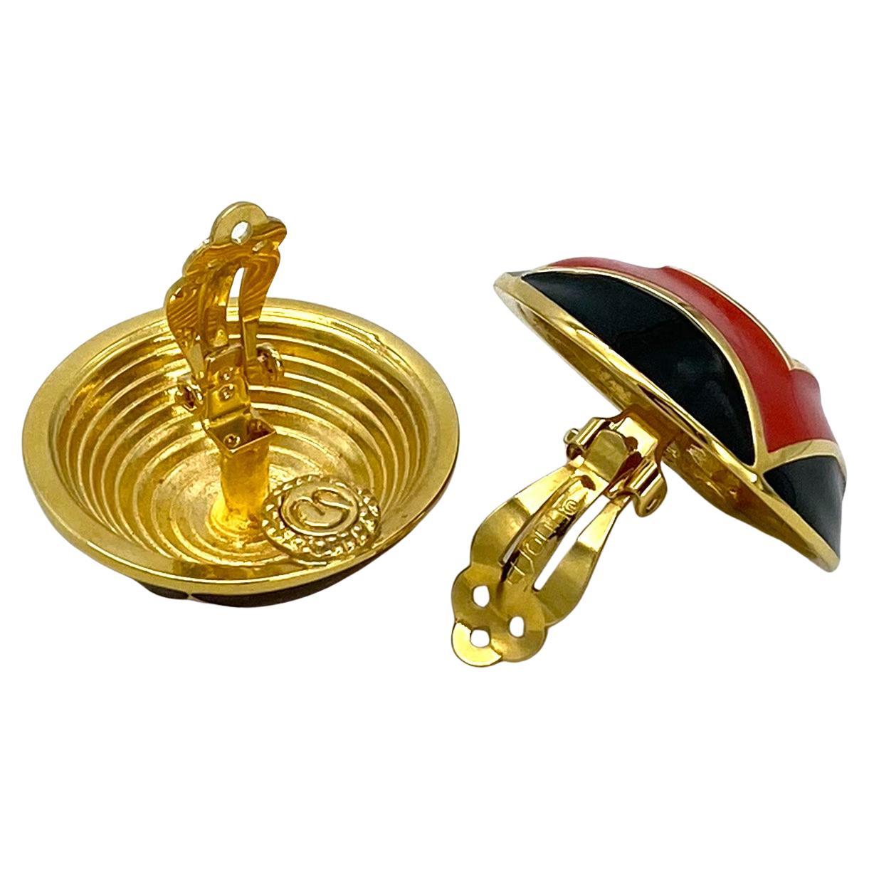 Women's St. John Enamel Clip Earrings For Sale
