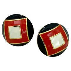 St. John Enamel Clip Earrings