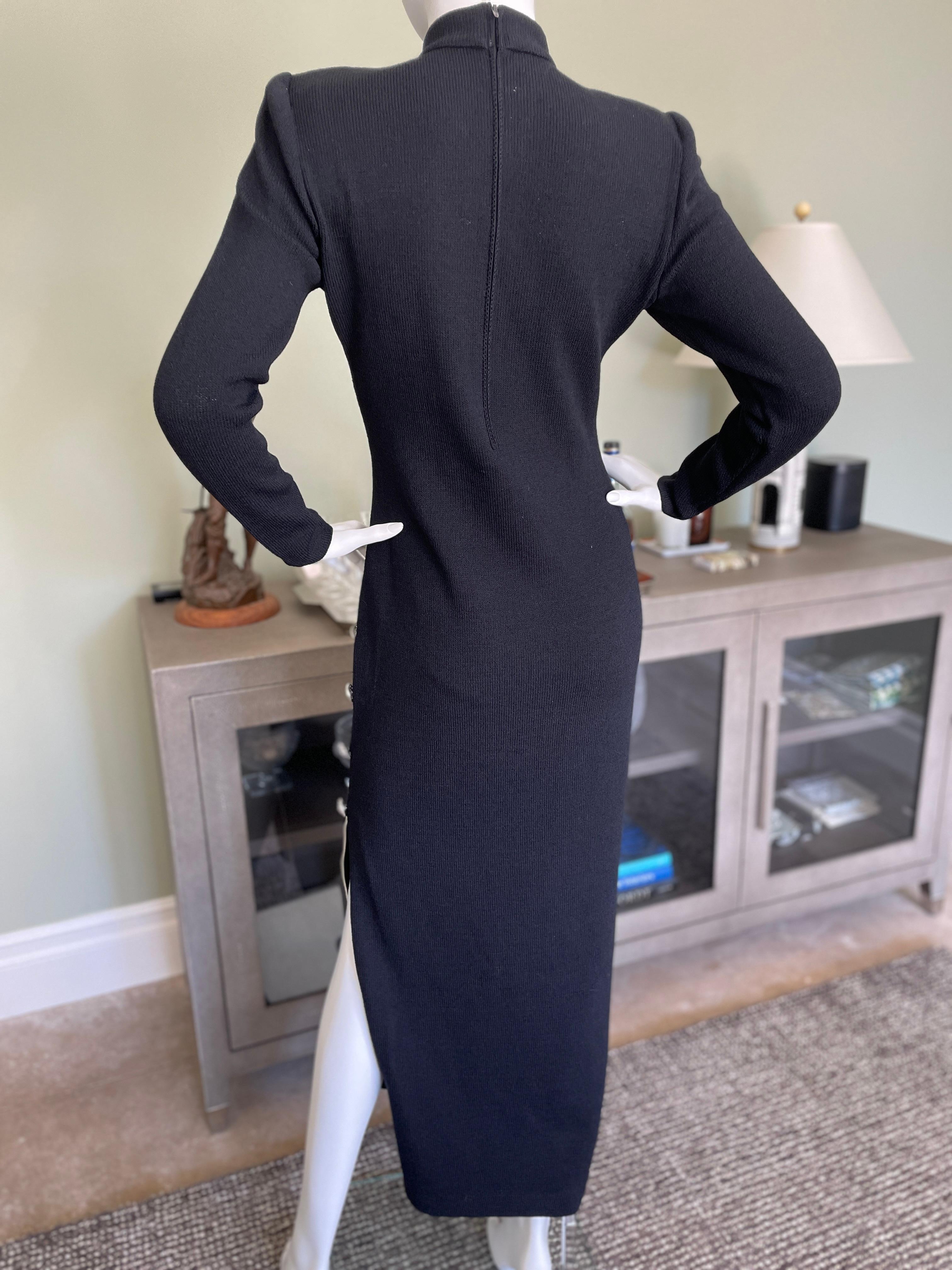 St John Evening by Marie Gray Vintage Black Santana Knit Cheongsam Style Dress 2