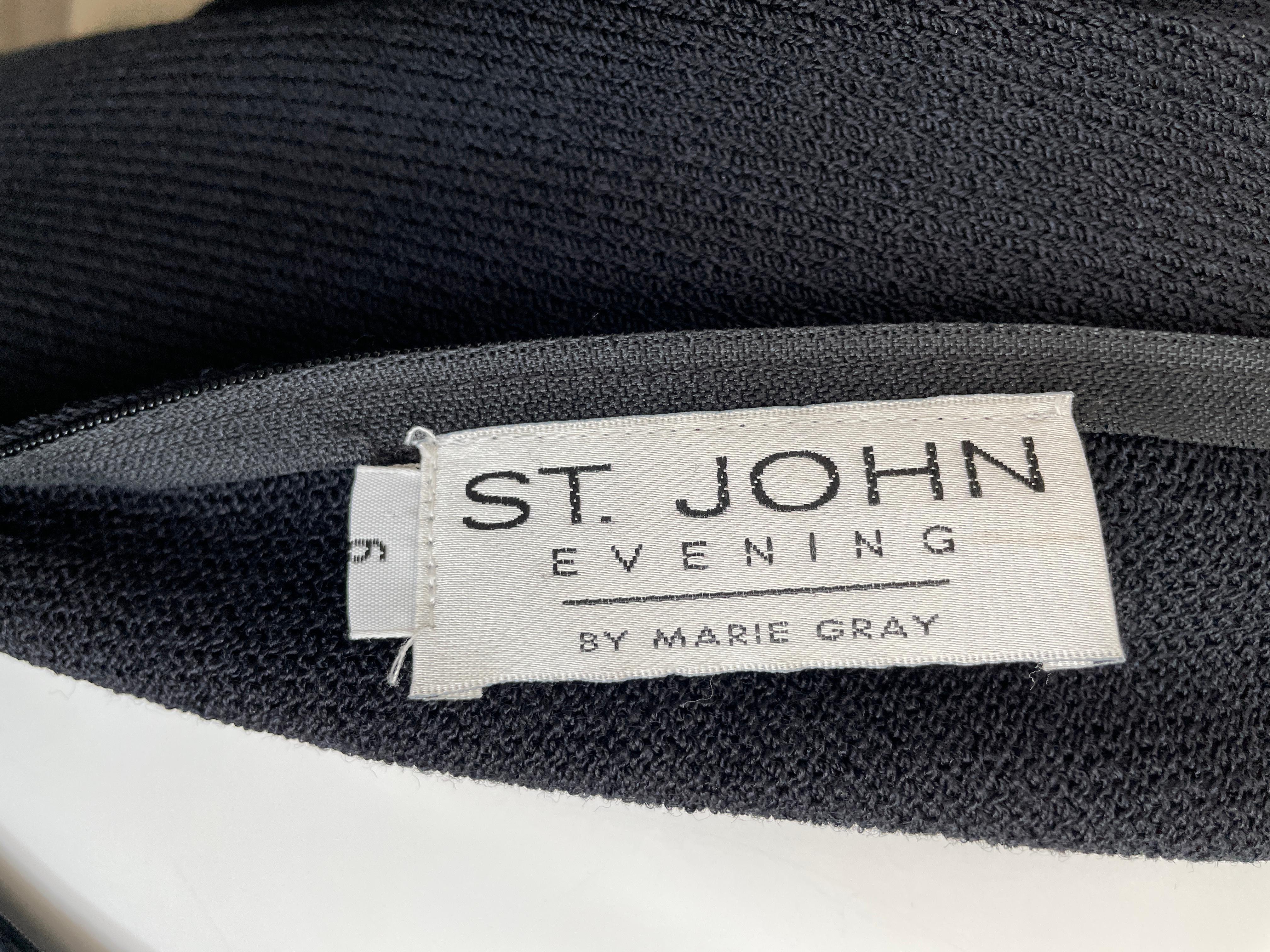 St John Evening by Marie Gray Vintage Black Santana Knit Cheongsam Style Dress 3