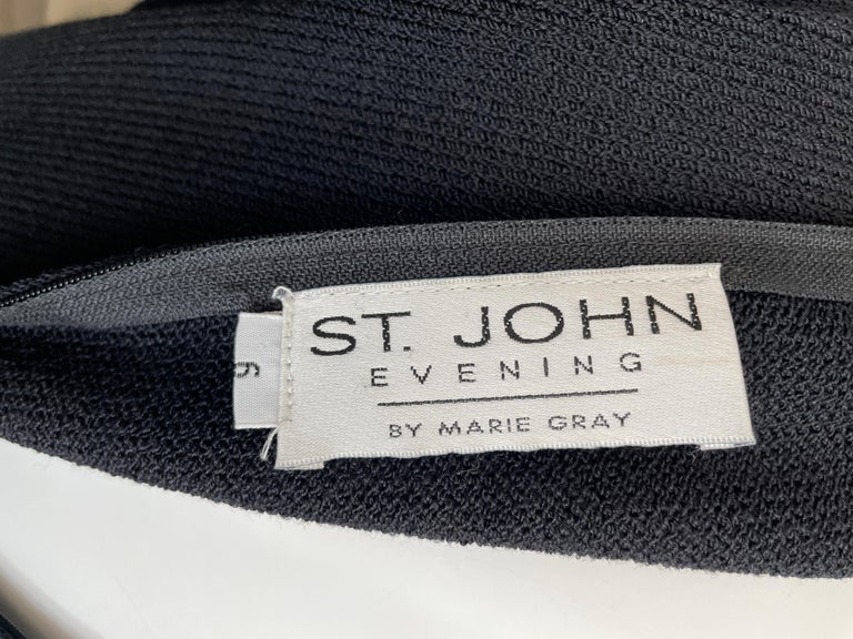 St John Evening by Marie Gray Vintage Black Santana Knit Cheongsam Style  Dress