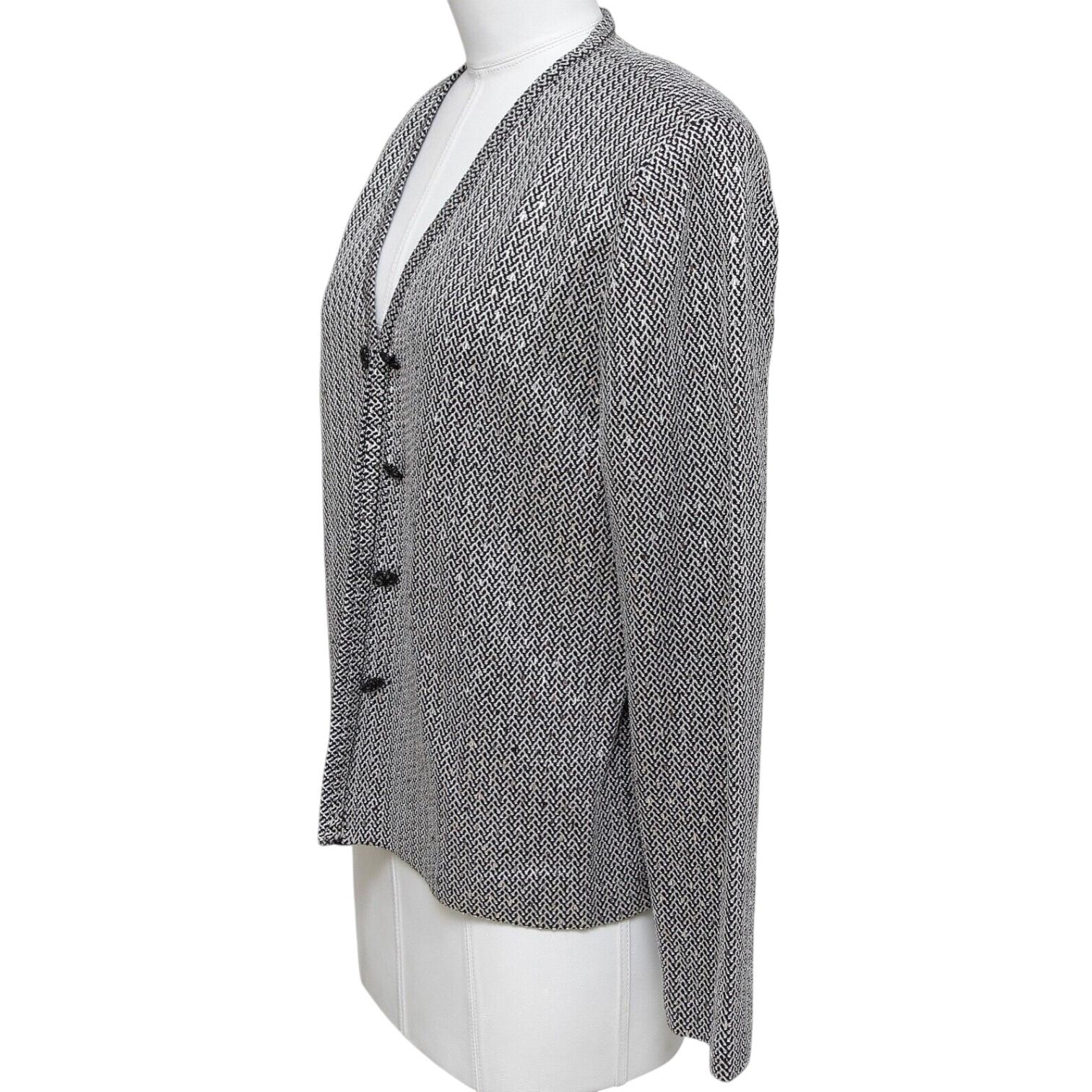 Gray ST. JOHN EVENING Jacket Cardigan Blazer Sequin Black Silver Rhinestone Knit Sz 8