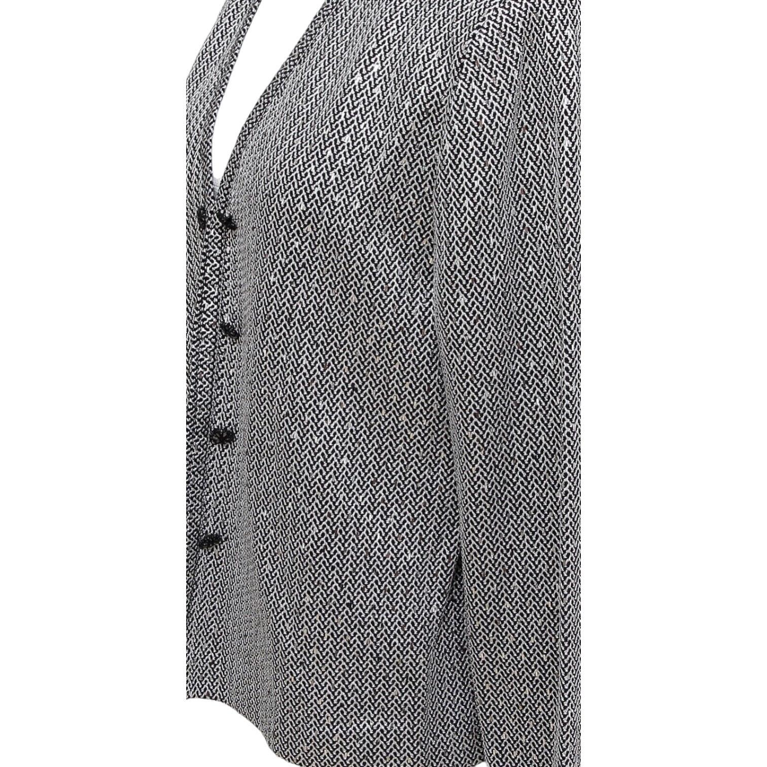 ST. JOHN EVENING Jacket Cardigan Blazer Sequin Black Silver Rhinestone Knit Sz 8 1
