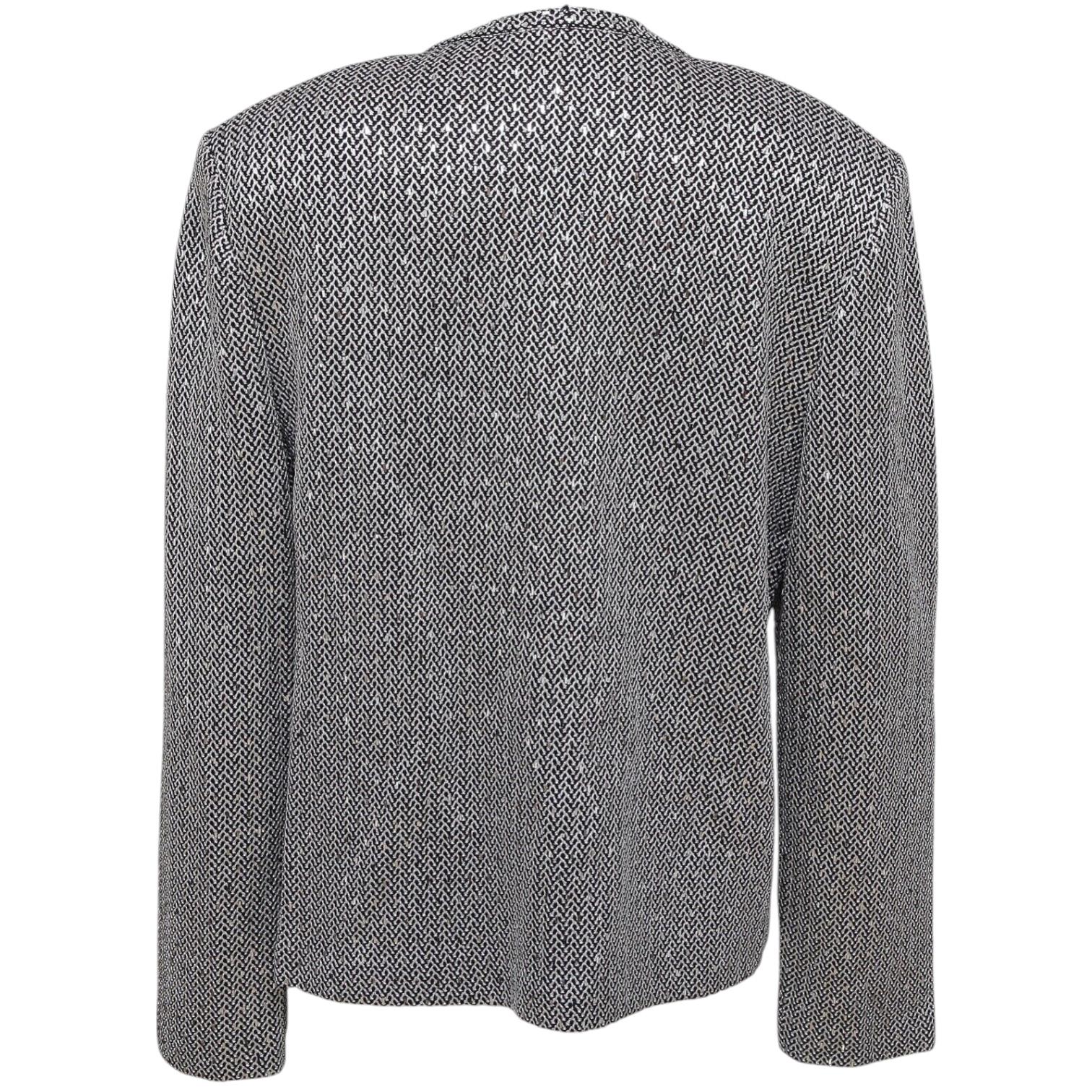 ST. JOHN EVENING Jacket Cardigan Blazer Sequin Black Silver Rhinestone Knit Sz 8 2