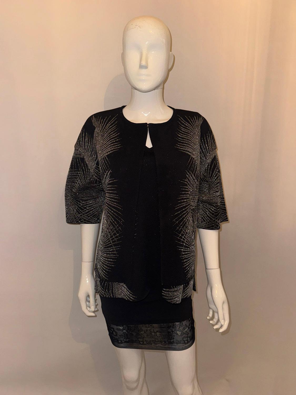 St John Evening Twin Set - Black and Silver For Sale 2