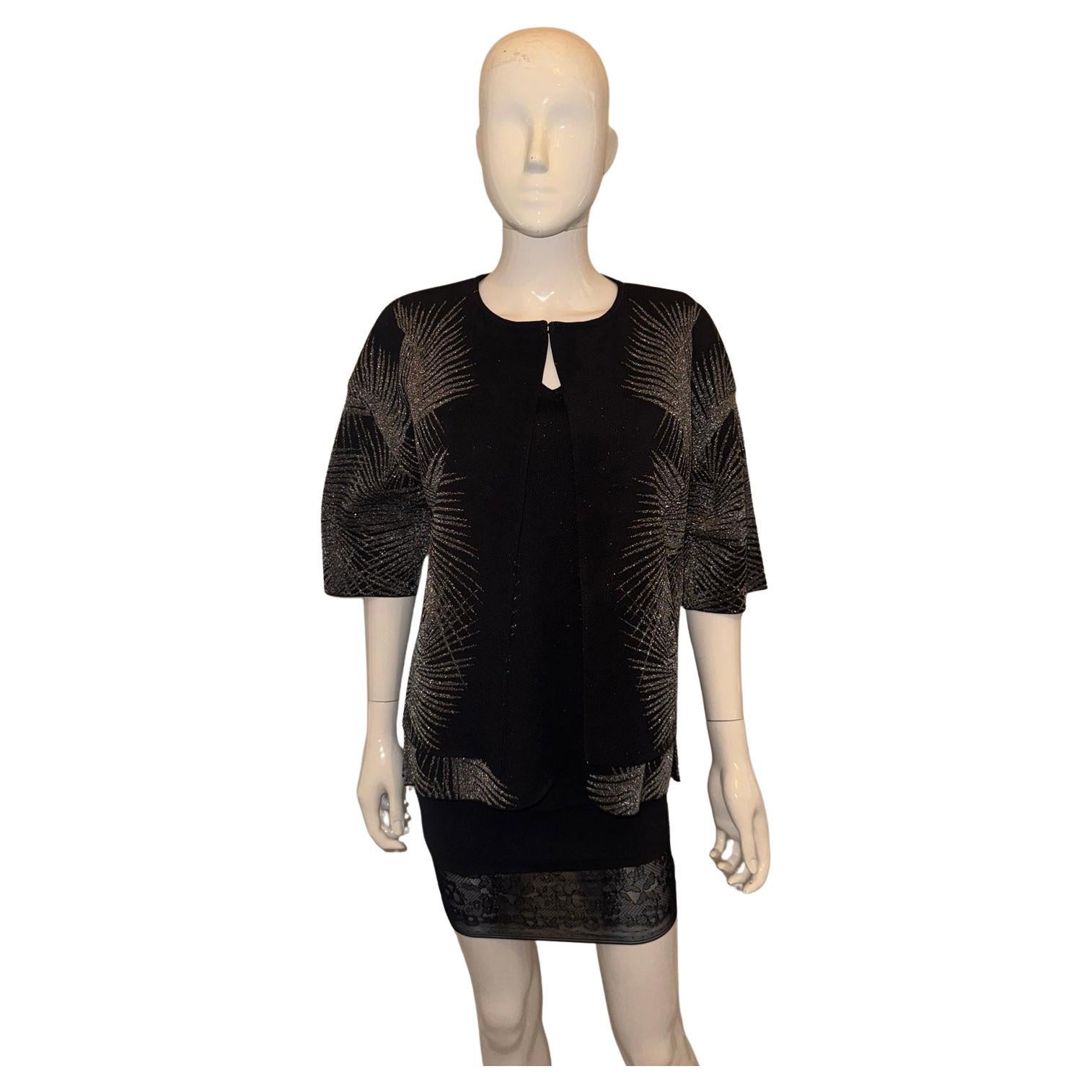 St John Evening Twin Set - Black and Silver For Sale