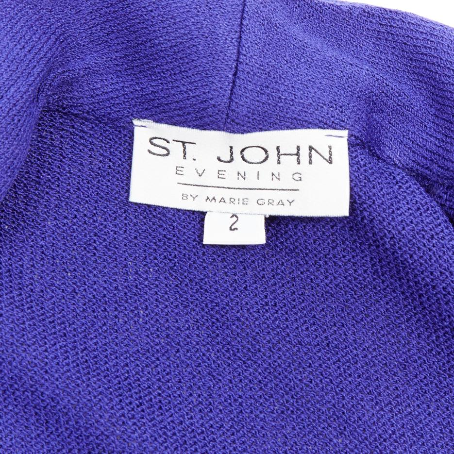 ST JOHN Evening Vintage cobalt blue gold scallop trim jacket US2 S For Sale 4