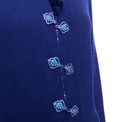ST JOHN Evening Vintage royal blue crystal chinoiserie cardigan coat US10 XL