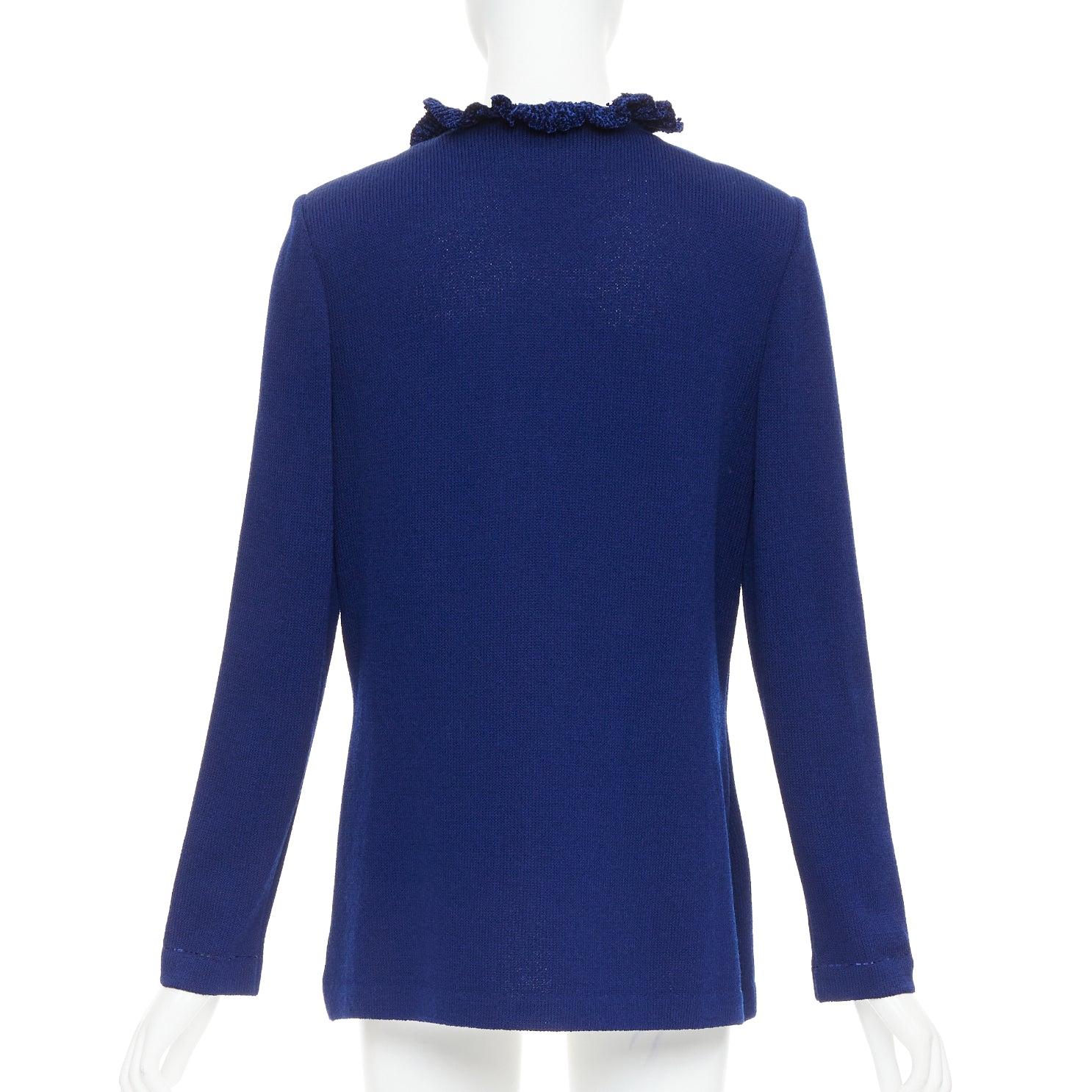 ST JOHN Evening Vintage royal blue crystal chinoiserie cardigan coat US10 XL For Sale 1