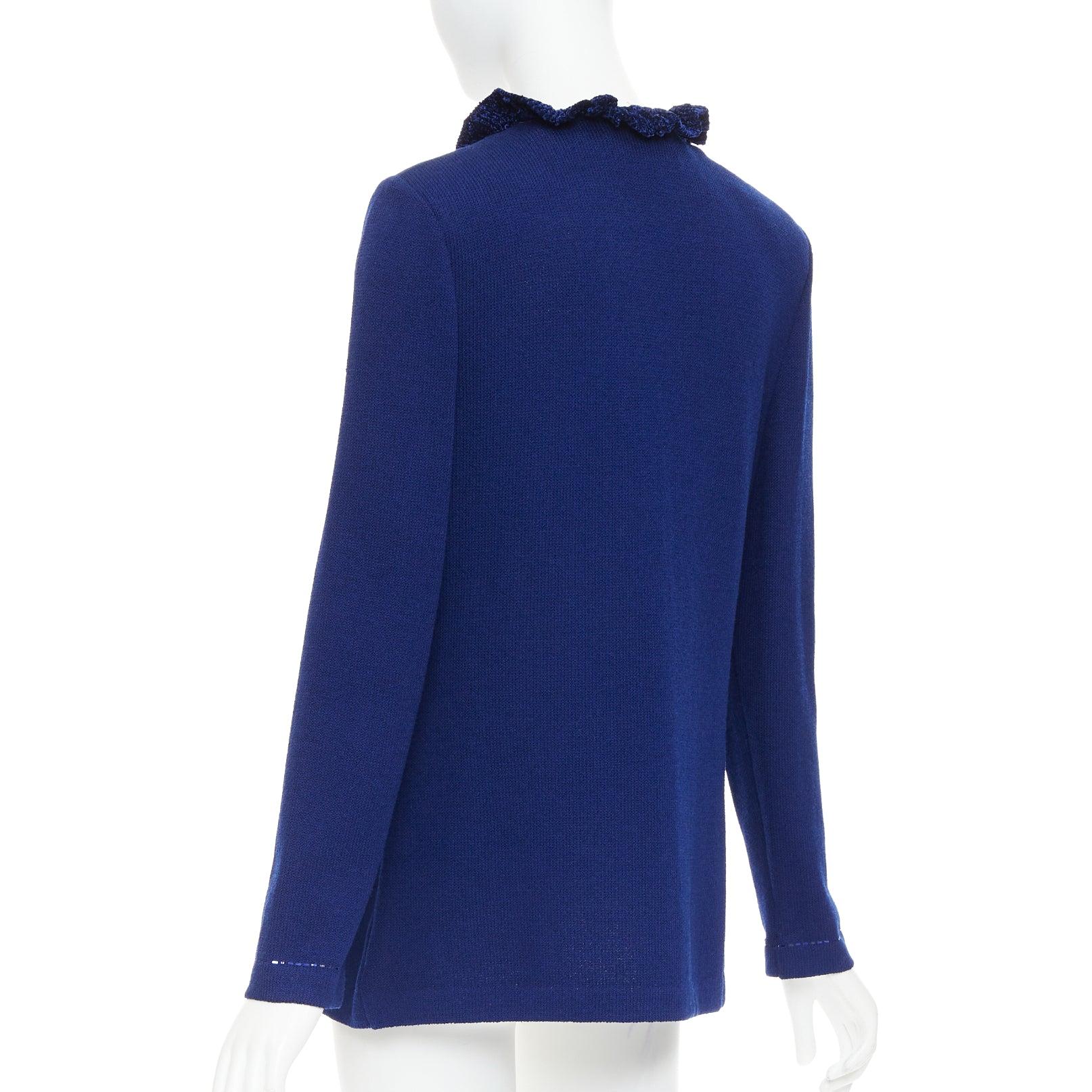 ST JOHN Evening Vintage royal blue crystal chinoiserie cardigan coat US10 XL For Sale 2