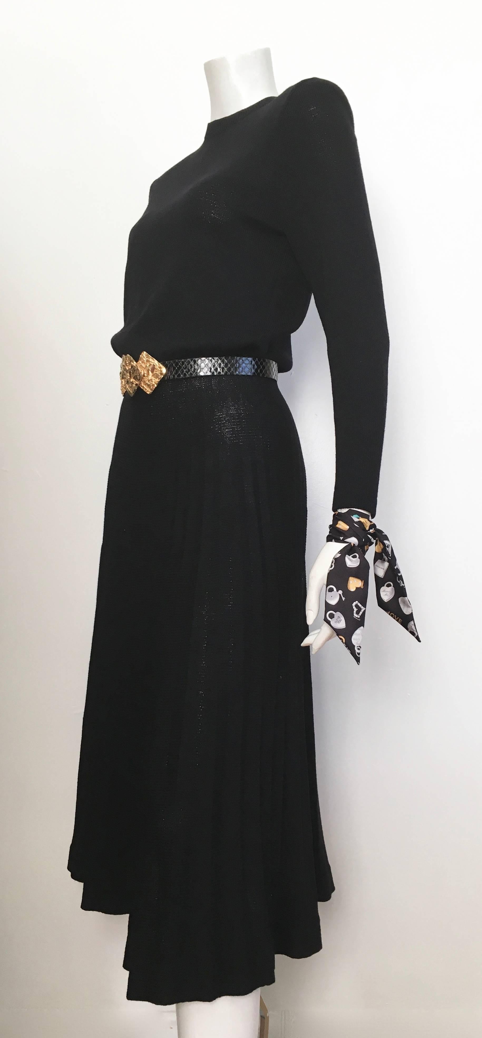 St. John for Neiman Marcus 1980s Black Pleated Knit Dress Size 4 / 6.  1
