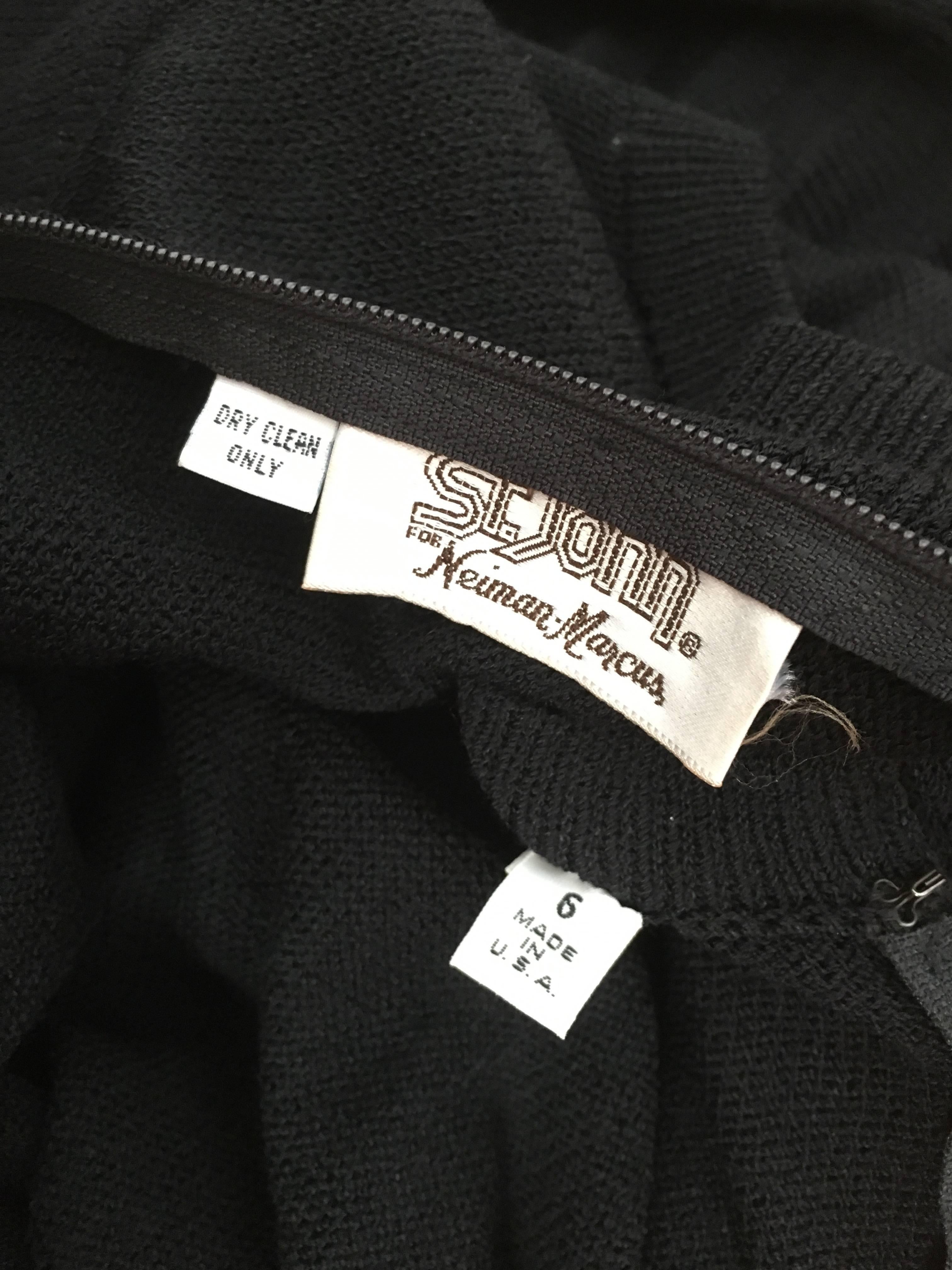 St. John for Neiman Marcus 1980s Black Pleated Knit Dress Size 4 / 6.  3