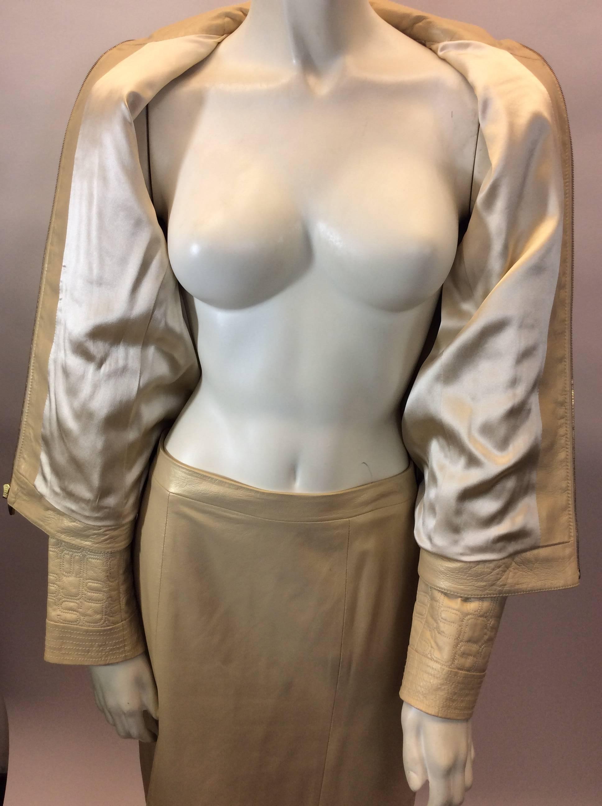 St. John Gold Leather Skirt Suit For Sale 2