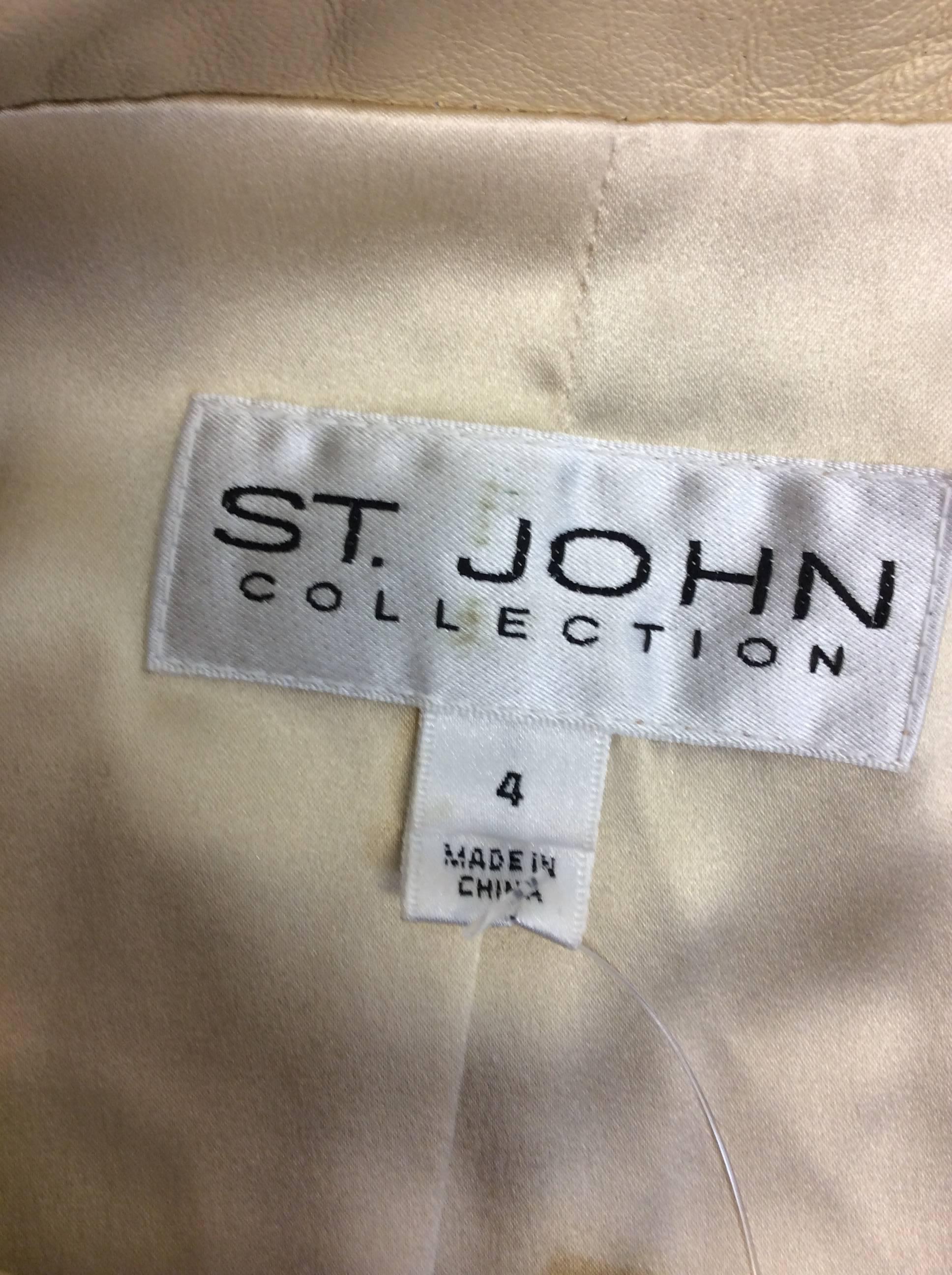 St. John Gold Leather Skirt Suit For Sale 3