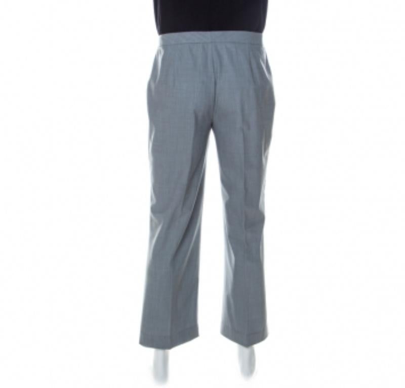 St. John Graue Wollmischung Straight Fit Hose XL im Zustand „Hervorragend“ im Angebot in Dubai, Al Qouz 2