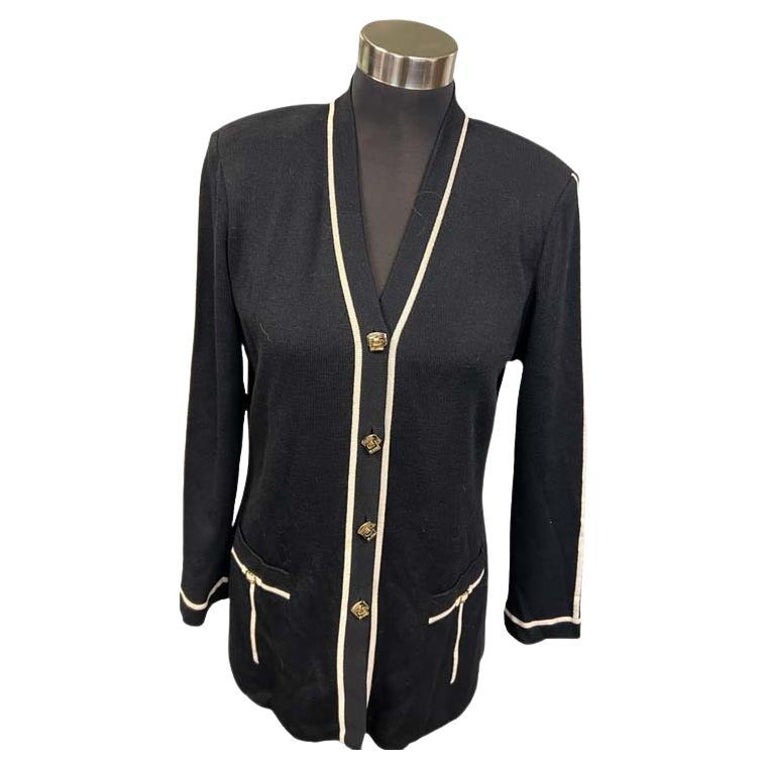 St. John Knit Black Jacket Size 6 For Sale at 1stDibs