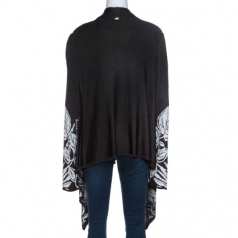 St. John Monochrome drapierte Strickjacke aus Jacquard-Strick XL (Grau) im Angebot