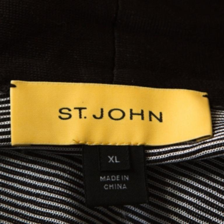 St. John Monochrome drapierte Strickjacke aus Jacquard-Strick XL im Zustand „Gut“ im Angebot in Dubai, Al Qouz 2