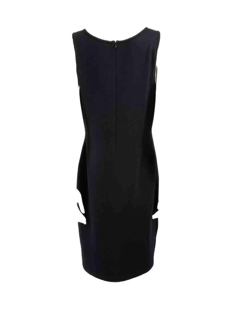 St. John Navy Wool Sleeveless Knee Length Dress Size L In New Condition For Sale In London, GB