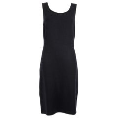 St. John Marineblaues ärmelloses knielanges Kleid aus Wolle Größe L