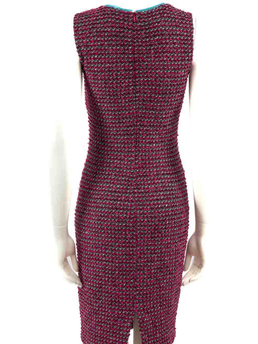St. John Pink Tweed Contrast Neckline Dress Size XS In Good Condition In London, GB