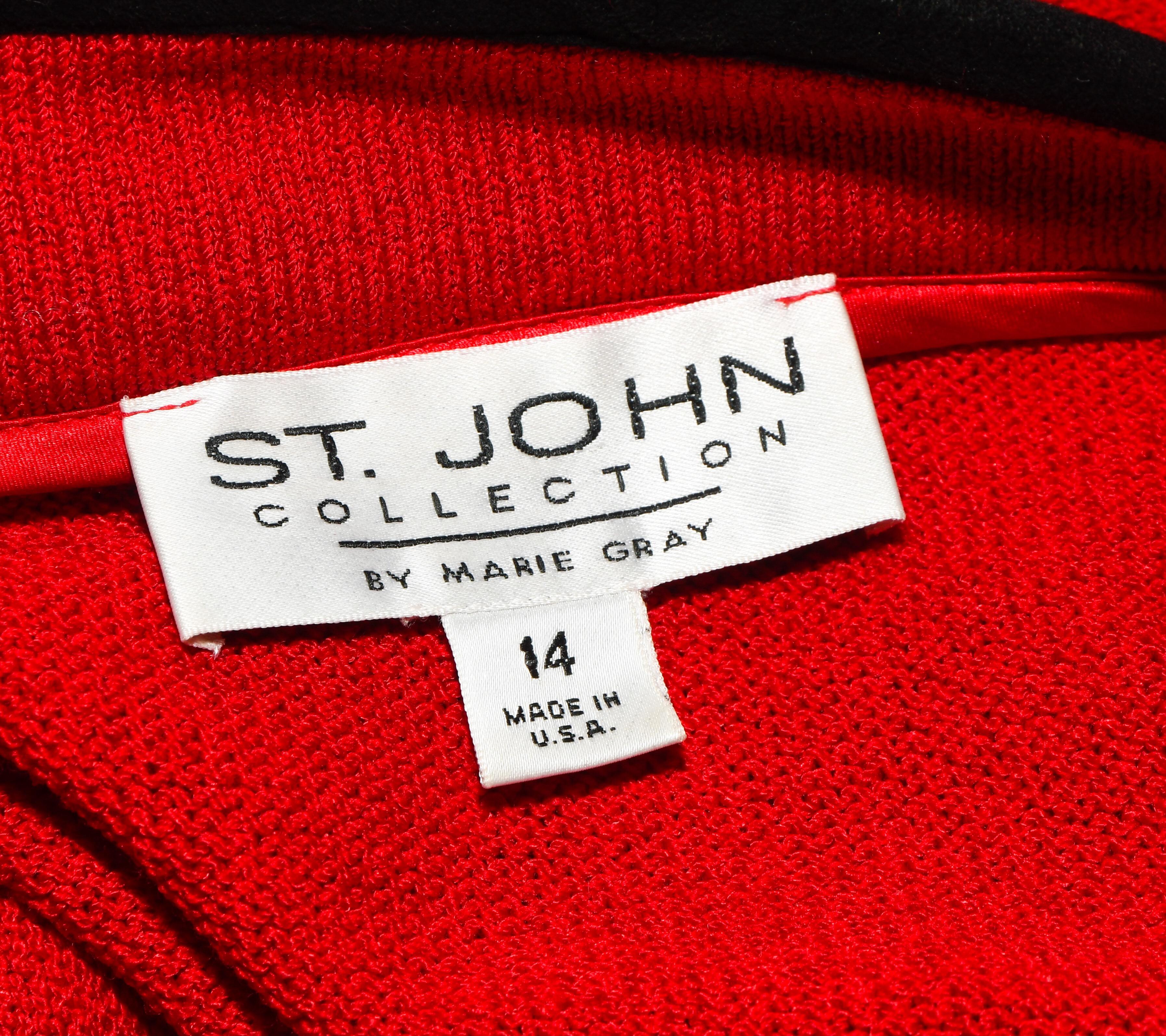 St. John Red Long Knit Jacket  1
