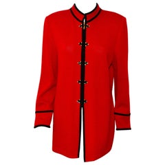 St. John Red Long Knit Jacket