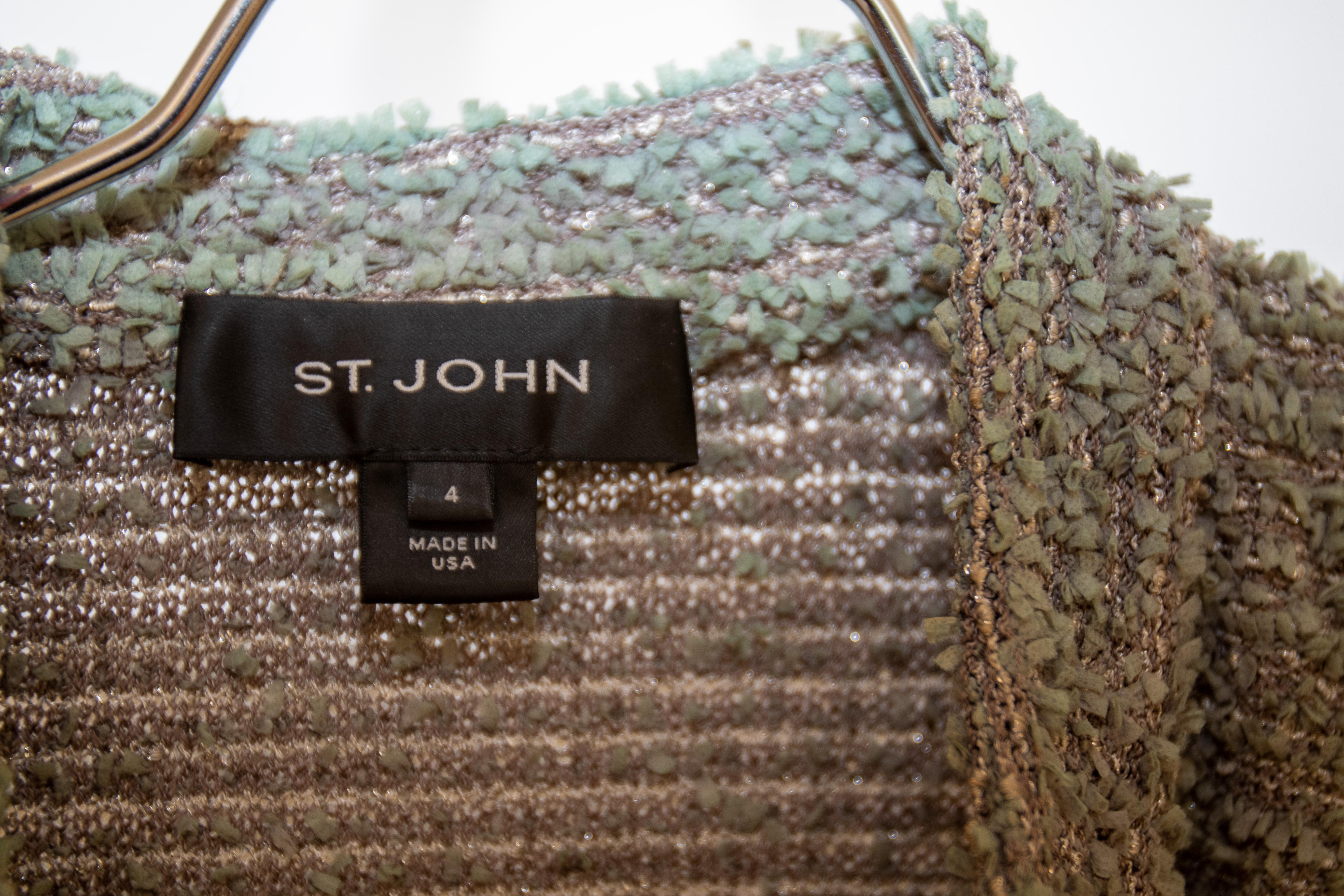 St John Ribbon Eyelash Grey Tweed Long Jacket. For Sale 14