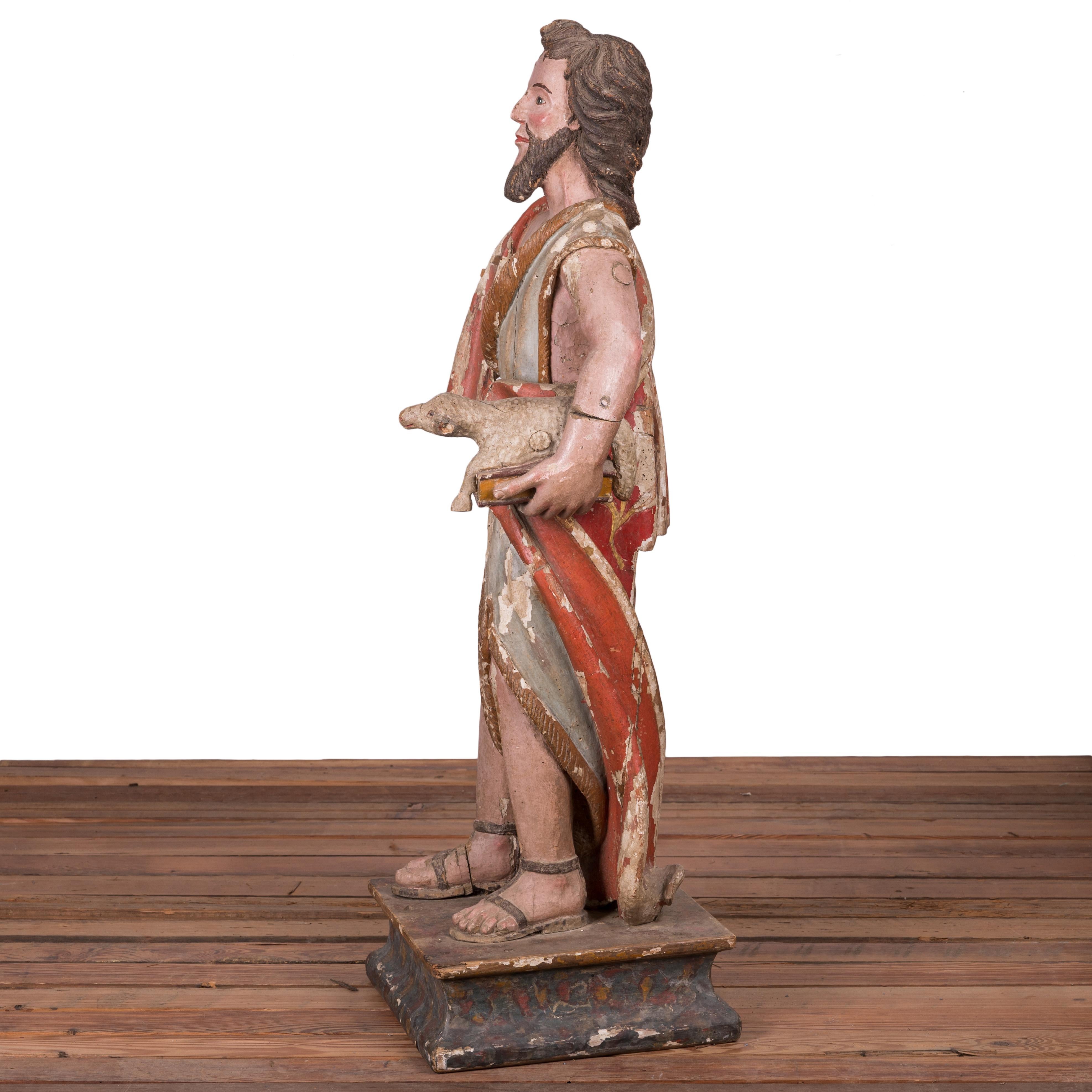 St. John Santos-Skulptur, 18. Jahrhundert (Holz) im Angebot