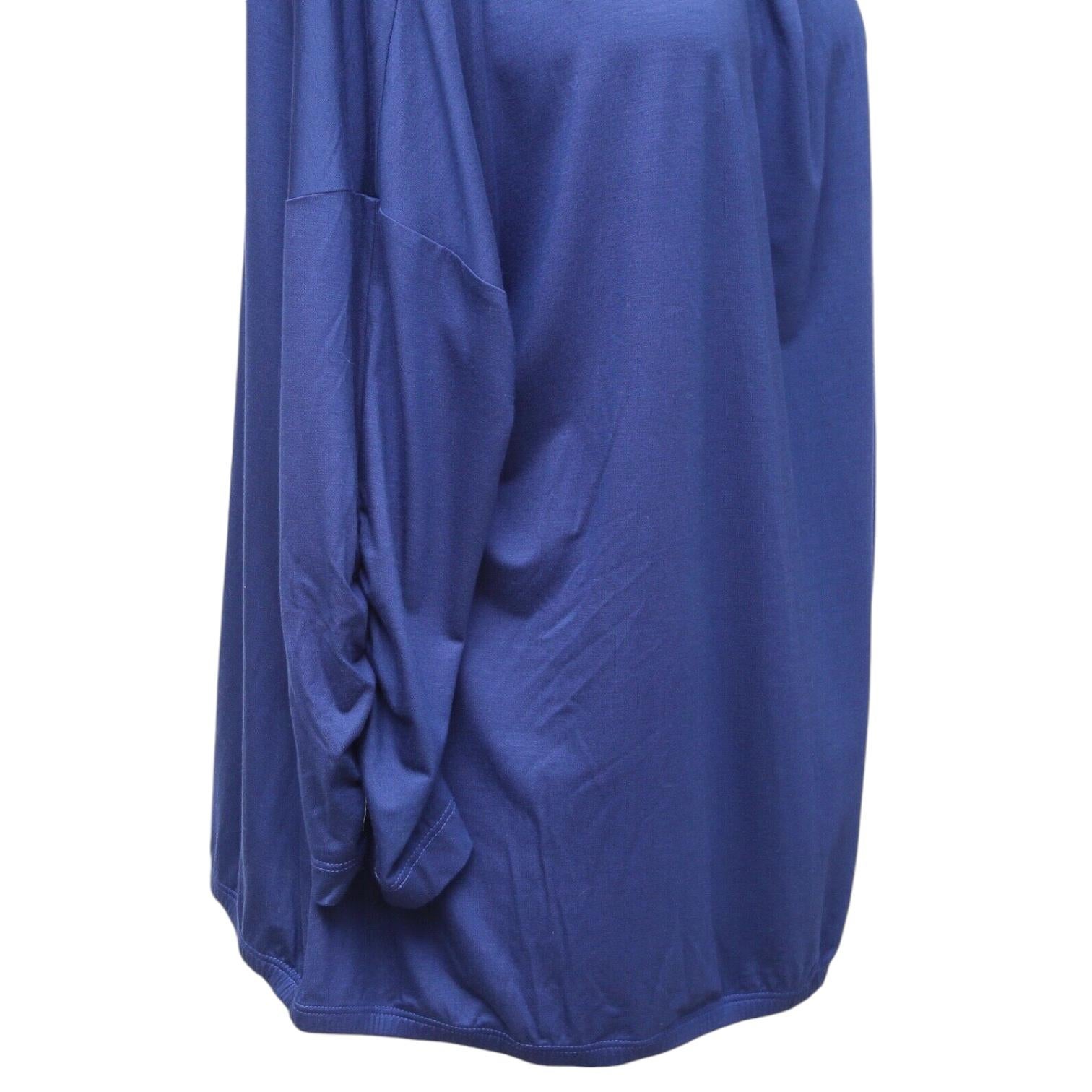 Women's ST. JOHN  Shirt Blue Blouse Top 3/4 Sleeve Ruching Viscose Spandex Scoop Sz XL For Sale