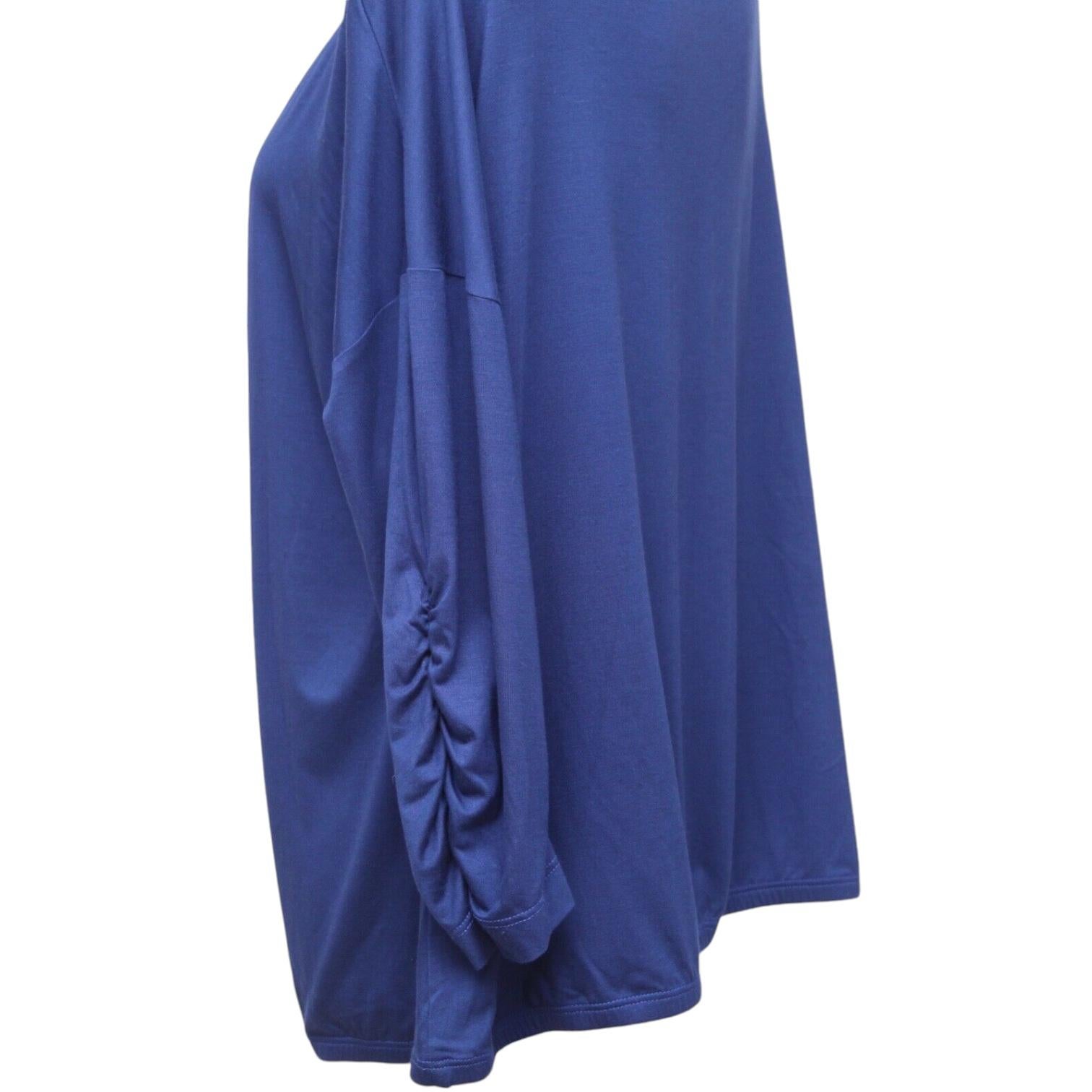 ST. JOHN  Shirt Blue Blouse Top 3/4 Sleeve Ruching Viscose Spandex Scoop Sz XL For Sale 1
