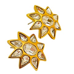 ST JOHN estrella de cristal chapado en oro firmada diseñador pasarela  pendientes