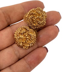 ST JOHN signed vintage gold tone designer clip on earrings