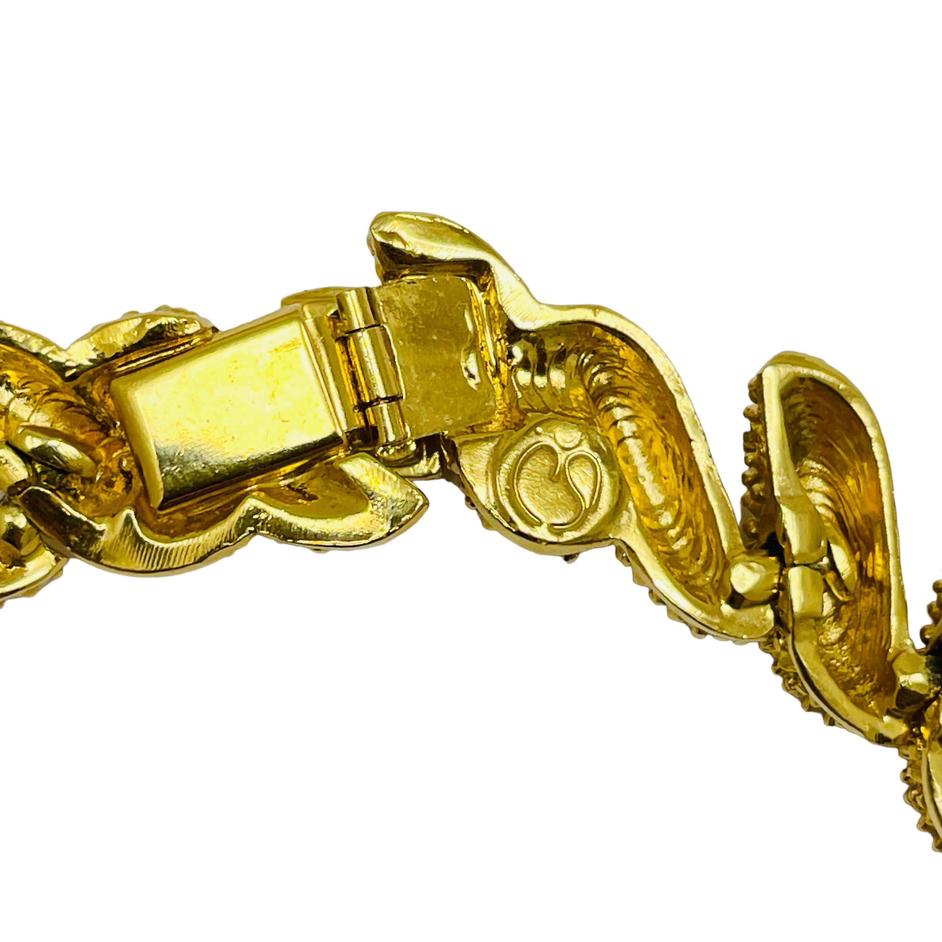 ST JOHN firmado vintage tono dorado collar gargantilla masiva de diseño en venta 2