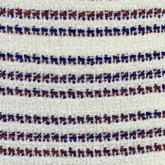 ST. JOHN Abito midi a tubino a righe in misto cotone, taglia 2, color crema, rosso e blu