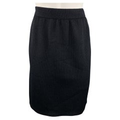 ST. JOHN Size 4 Black Knitted Wool / Rayon Pencil Skirt